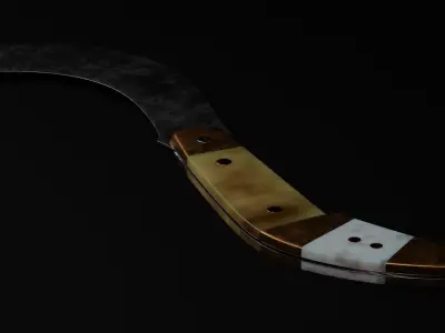 Small Bone Decorated Sickle Low-poly 3D model