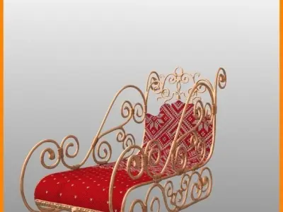 Sleigh ornate chair with cushion 3D model