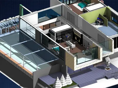 NATIVE REVIT MODERN HOUSE  3D model