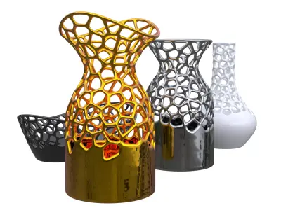 Voronoi pattern Four vases 3D print model