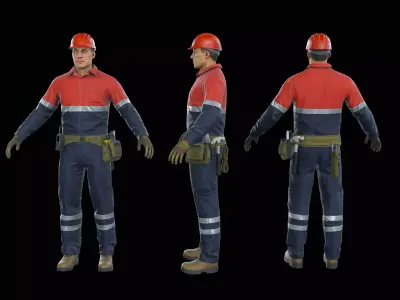 Workers Modular Character Low-poly 3D model