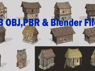 Thatch Hut House Collection For Games and Films 3D Model