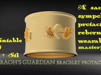 Pharaoh s Guardian Bracelet  Ancient Egyptian Protection 3D print model