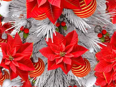 Christmas Red Flowers Pouf and Pillow 3D Model 3D model