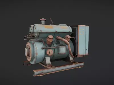 Industrial diesel engine generator unit 3D model