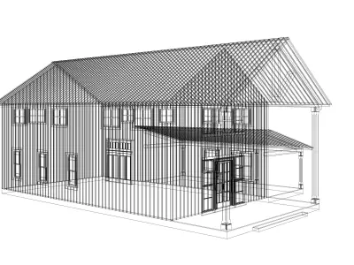 Barndominium House 002 - Archimple LLC Low-poly 3D model