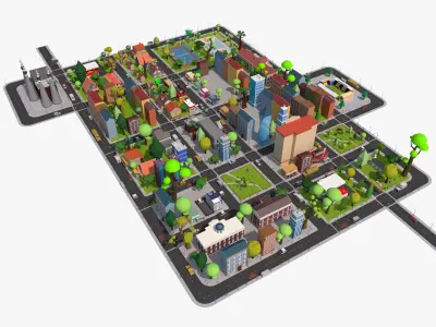 Cartoon City 3D model