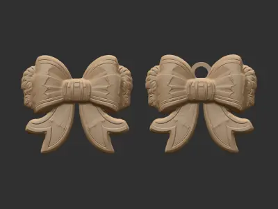christmas ribbon bow 2  3D print model