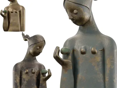 Antique Serene Offering Sculpture Low-poly 3D model