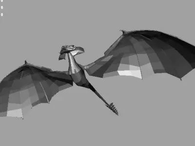 Draku beautiful wings AAA Low-poly 3D model