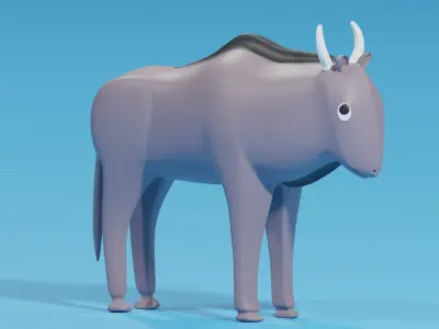 Cartoon Cute Wildebeest 3D model