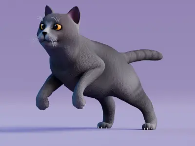 Low poly - Stylized cats - British Short Hair  Low-poly 3D model
