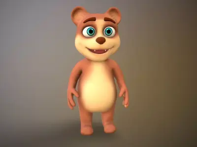 cartoon teddy bear Low-poly 3D model