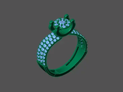 Womens Rings With Stone Ring Ready STL 3DM Models Rings women 3D print model