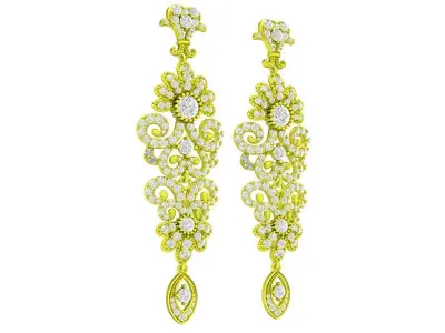 A7828 Indian Style Diamond Drop Earring 3D print model