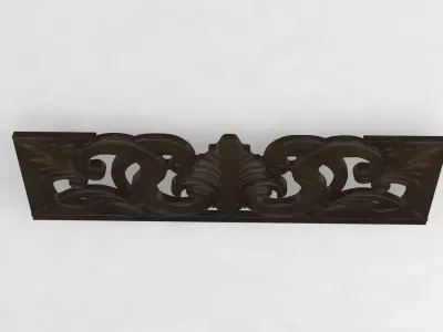 Frame wooden wall plaque with ornate carvings 3D model