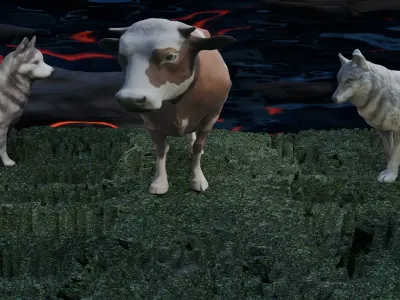 Animal attack Low-poly 3D model