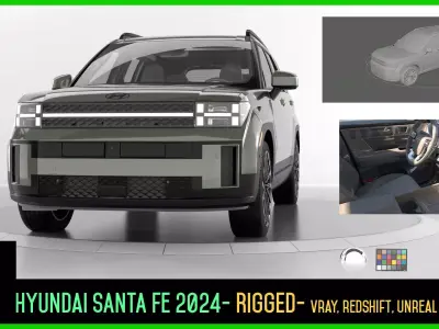 Hyundai Santa Fe 2024 -photoreal-Rigged and Render Ready 3D model