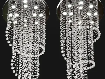 Helix Polished Chrome Clear Crystal 12 Light Halogen Chandelier 3D model