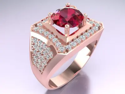 Diamond Rings - Mens Ring - N4146 3D print model