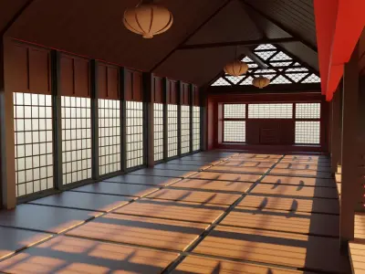 Dojo Hall Low-poly 3D model