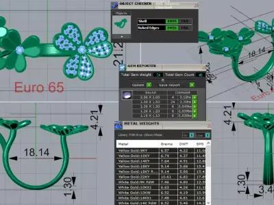 Luxury Yellow Gold Jewelry Ring with Flower Design jr00219 3D print model