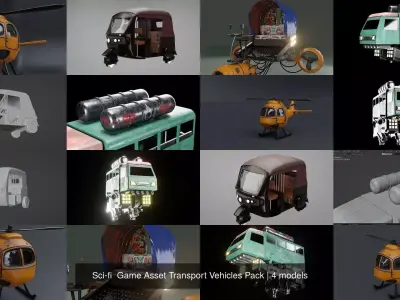 Sci-fi  Game Asset Transport Vehicles Pack