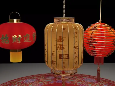 Chinese red lantern 3D model 93