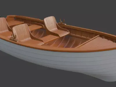 Classic Wooden Motorboat Clean 3D Model 3D model