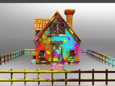 Stylized Colorful Cottage House 3D Model Low-poly 3D model