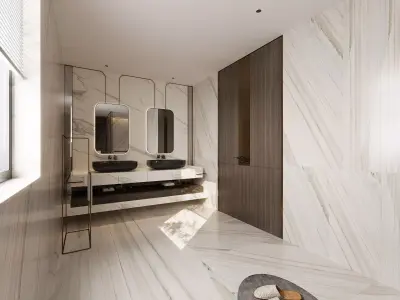 Luxury family bathroom shower room 3D model