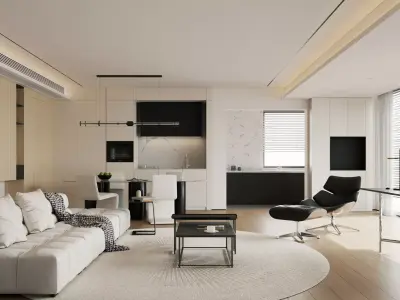 Modern living room dining room interior scenes  3D model