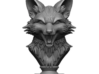 fox head bust 3D print model