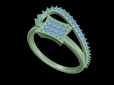 light weight  Yellow gold diamond rings-PR-477-DIA 3D print model