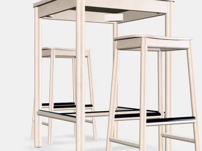 RONNINGE - RONNINGE Bar table and 2 bar stools Low-poly 3D model
