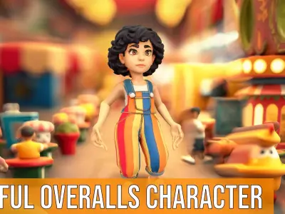 Colorful Overalls Character model pack Low-poly 3D model