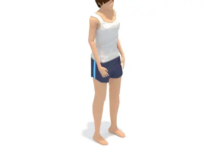 Warrior 2  Yoga Exercise Woman Animation Low-poly 3D model