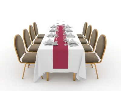 Banquet Table and Chair 87 3D model