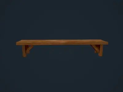 Wooden Bench Low-poly 3D model