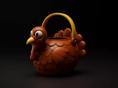 Turkey Basket Thanksgiving Candy Holder Fall 3D print model