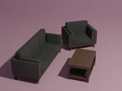 Couch sofa coffee table set 3D model
