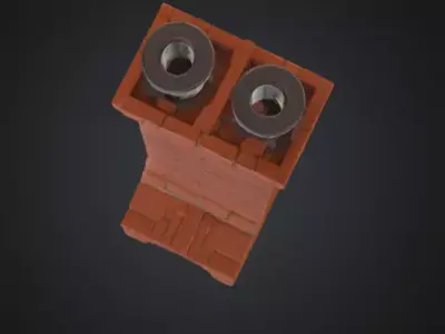 Stylized Brick Chimney with Pipes Low-poly 3D model