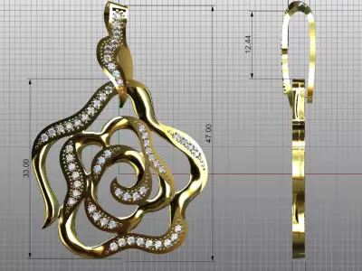The rose pendant 3D print model