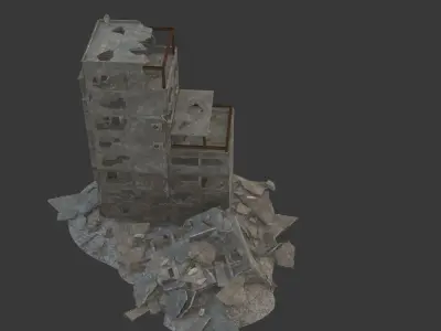 destroyed building Low-poly 3D model