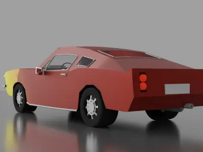 Old Racing Car Low-poly 3D model