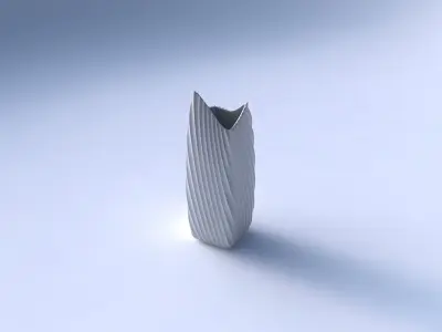Vase double arc rectangle with extruded vertical lines 2 3D print model