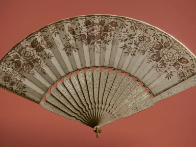 Victorian Folding Fan Low-poly 3D model