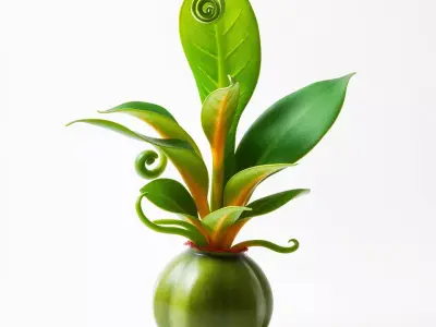 Curled Leaf Plant model pack Low-poly 3D model
