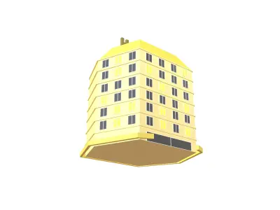 Low Poly Hotel v1 003 Low-poly 3D model