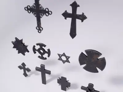 Cross Christ symbols set 3d model  Low-poly 3D model